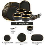 Noir Gold Porcelain Dinnerware Set