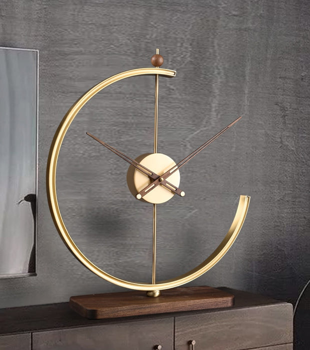 Copperwood Timekeeper - Modern Desk Clock with Wooden Base