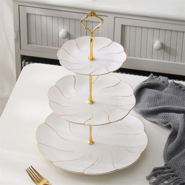 Golden Inlay Tiered Serving Stand