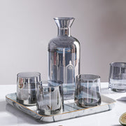 Glass Pitcher Set with Wooden Lid and Drinking Cups