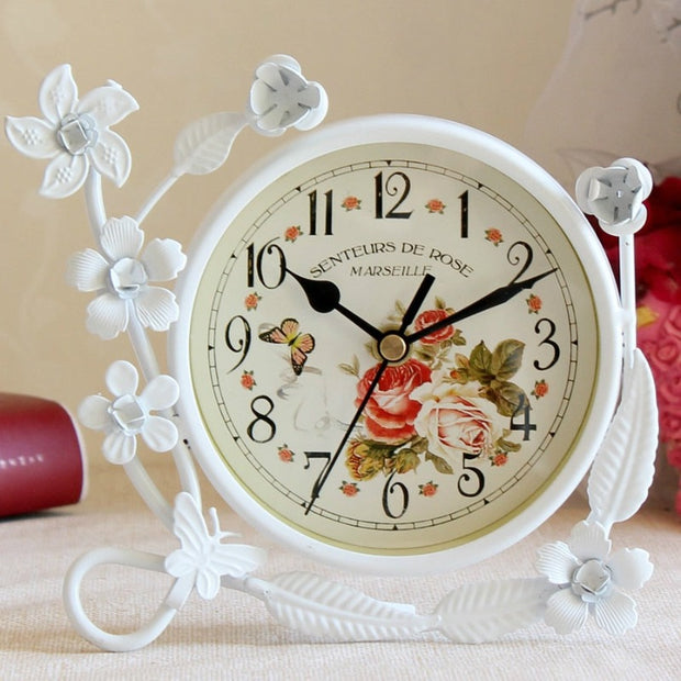 Vintage European Flower Vine Desk Clock