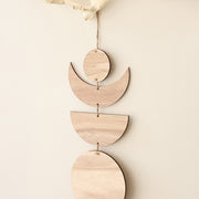 Lunar Elegance | Wooden Moon Phase Wall Hanging