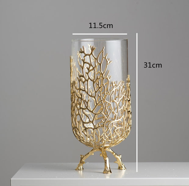 Gold Coral Glass Vase