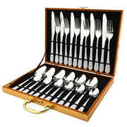 Elite Cutlery Set - 24 Piece Stainless Steel Dinnerware Set with Box