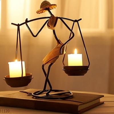 African Wrought Iron Candle Holder-G with yellow dress-Re-magined-home_decor