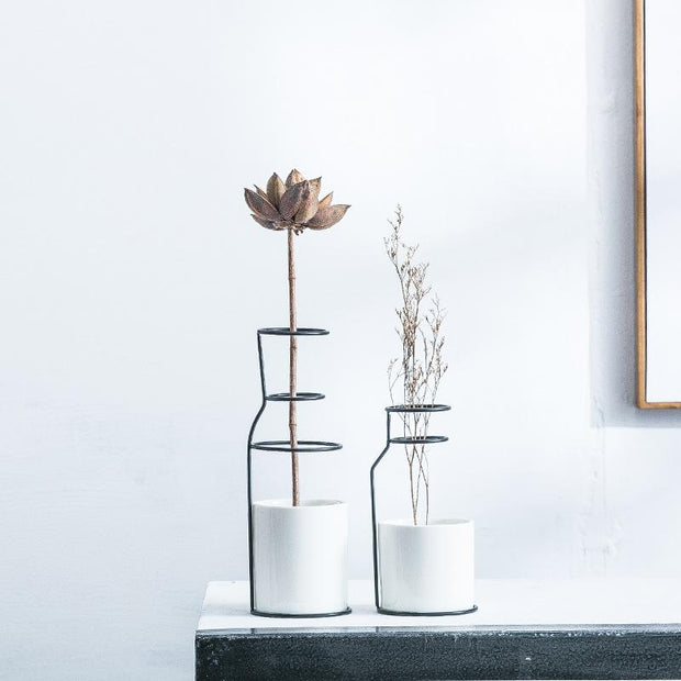 Ceramic Black Iron Vase-Black M-Re-magined-home_decor