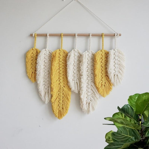 Macrame Feather Wall Decor-As picture-Re-magined-home_decor