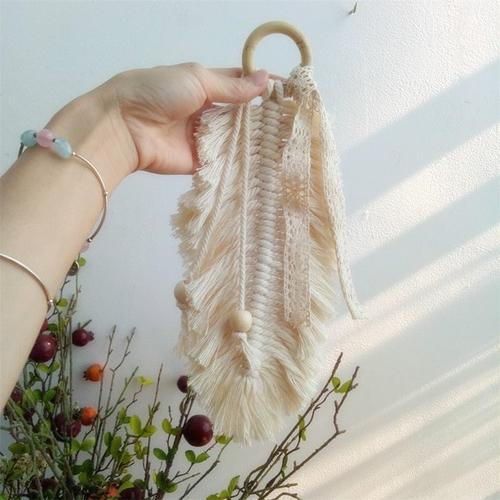 Macrame Feather Wall Decor-White-Re-magined-home_decor