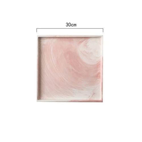 Marble Print Tray-10 Inch square Pink-Re-magined-home_decor