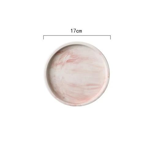 Marble Print Tray-7 Inch round Pink-Re-magined-home_decor