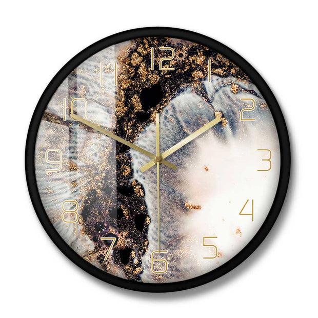 Marble Print Wall Clock-Metal Frame-Re-magined-home_decor