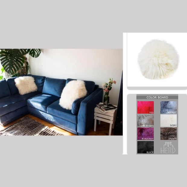 Round Sheepskin Cushion-30-Black-Re-magined-home_decor